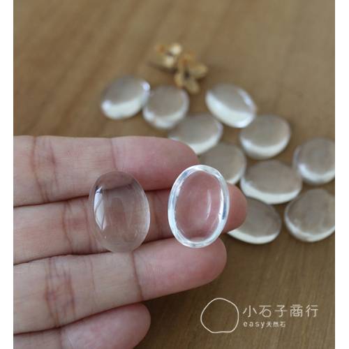 天然白水晶(A)-橢圓形戒面 15x20x6~7mm (1入)
