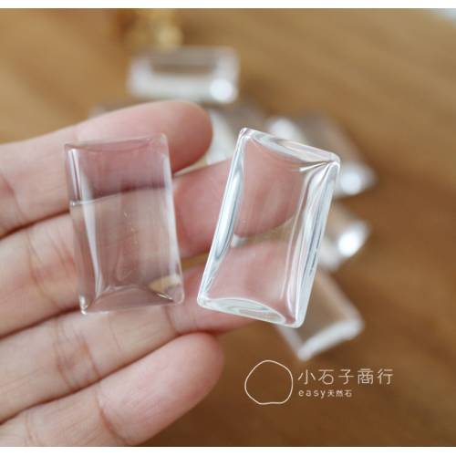 天然白水晶(A)-長方戒面 18x30x7.5~8.5mm (1入)