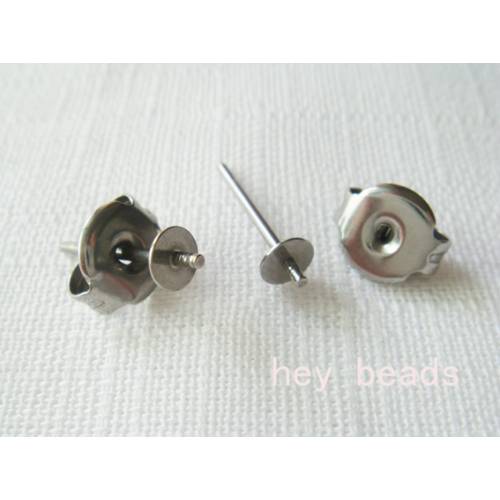 不銹鋼合金配件- 棒式耳針(平) 14mm(2入)