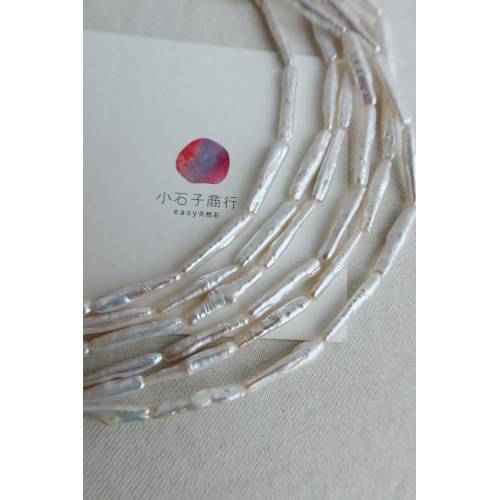 淡水珍珠-不規則長型(白)約4x22~4x25mm"直洞(1入)