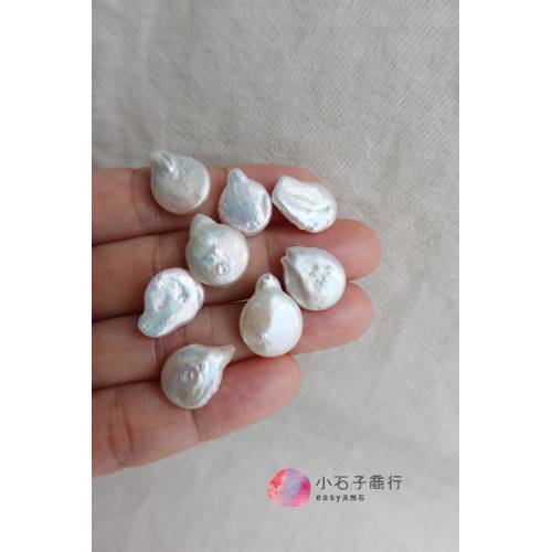 淡水珍珠-不規則扁水滴(白色)約12x15mm (1入)