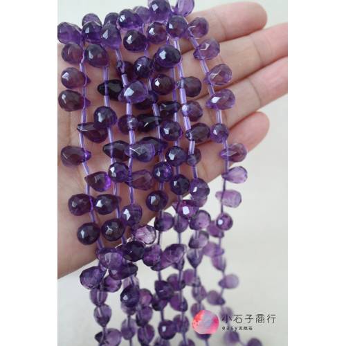 紫水晶-圓水滴切角7x10mm(側洞) (1串/12入)