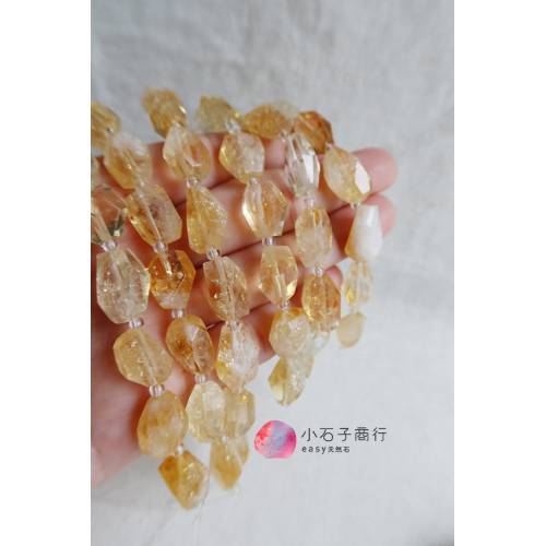 黃水晶-不規則石型切角"小(直洞) (8入)