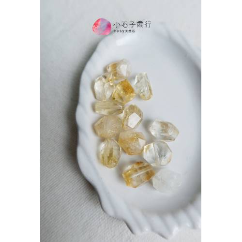 黃水晶-不規則石型切角"小(直洞) (8入)