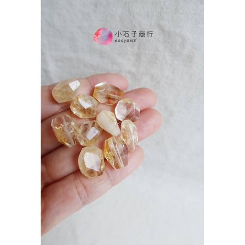 黃水晶-不規則石型切角"小(直洞) (8入)